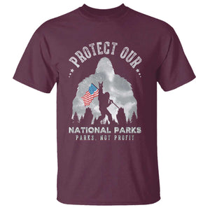 Funny Protect Our National Parks Bigfoot T Shirt Parks Not Profit American Flag TS11 Maroon Print Your Wear