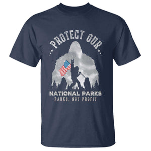 Funny Protect Our National Parks Bigfoot T Shirt Parks Not Profit American Flag TS11 Navy Print Your Wear
