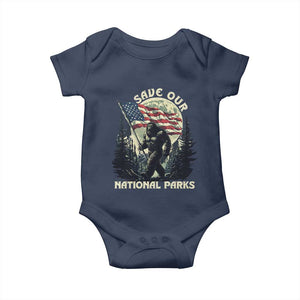 Save Our National Parks Bigfoot Baby Onesie Vintage American Flag TS11 Navy Print Your Wear
