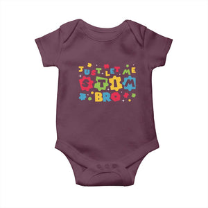 Funny Just Let Me Stim Bro Baby Onesie Autism Awareness Puzzle TS11 Maroon Print Your Wear