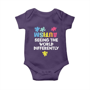 Autism Seeing The World Differently Baby Onesie Autistic Autism Awareness Puzzle TS11 Purple Print Your Wear