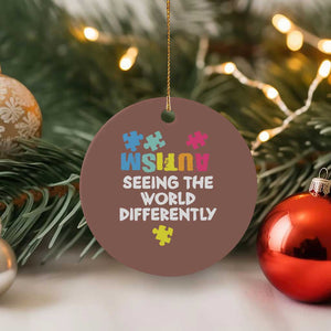 Autism Seeing The World Differently Ceramic Ornament Autistic Autism Awareness Puzzle TS11 1pc Mocha Print Your Wear
