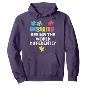 Autism Seeing The World Differently Hoodie Autistic Autism Awareness Puzzle TS11 Purple Print Your Wear