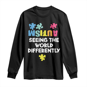 Autism Seeing The World Differently Long Sleeve Shirt Autistic Autism Awareness Puzzle TS11 Black Print Your Wear