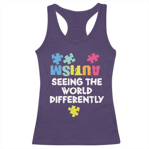 Autism Seeing The World Differently Racerback Tank Top Autistic Autism Awareness Puzzle TS11 Purple Print Your Wear