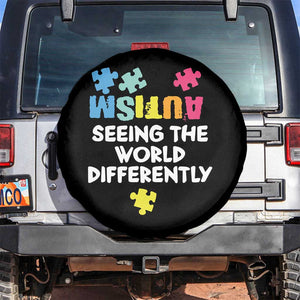 Autism Seeing The World Differently Spare Tire Cover Autistic Autism Awareness Puzzle TS11 No hole Black Print Your Wear
