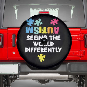 Autism Seeing The World Differently Spare Tire Cover Autistic Autism Awareness Puzzle TS11 Black Print Your Wear