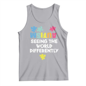 Autism Seeing The World Differently Tank Top Autistic Autism Awareness Puzzle TS11 Athletic Heather Print Your Wear