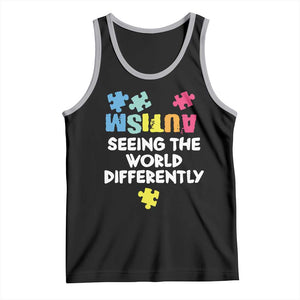 Autism Seeing The World Differently Tank Top Autistic Autism Awareness Puzzle TS11 Black Athletic Heather Print Your Wear
