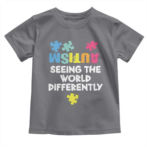 Autism Seeing The World Differently Toddler T Shirt Autistic Autism Awareness Puzzle TS11 Charcoal Print Your Wear