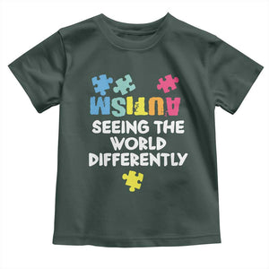 Autism Seeing The World Differently Toddler T Shirt Autistic Autism Awareness Puzzle TS11 Dark Forest Green Print Your Wear