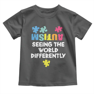 Autism Seeing The World Differently Toddler T Shirt Autistic Autism Awareness Puzzle TS11 Dark Heather Print Your Wear