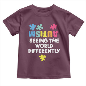 Autism Seeing The World Differently Toddler T Shirt Autistic Autism Awareness Puzzle TS11 Maroon Print Your Wear