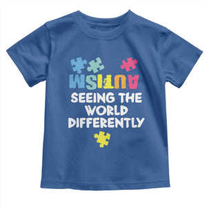 Autism Seeing The World Differently Toddler T Shirt Autistic Autism Awareness Puzzle TS11 Royal Blue Print Your Wear