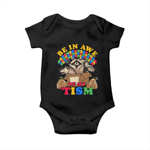 Funny Autism Awareness Baby Onesie Be In Awe Of My 'Tism Autistic Raccoon Opossum Skunk TS11 Black Print Your Wear