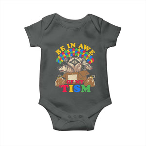 Funny Autism Awareness Baby Onesie Be In Awe Of My 'Tism Autistic Raccoon Opossum Skunk TS11 Dark Heather Print Your Wear