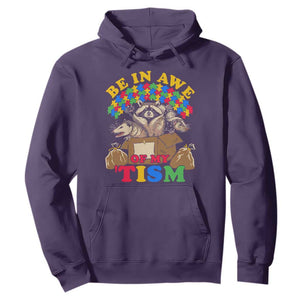 Funny Autism Awareness Hoodie Be In Awe Of My 'Tism Autistic Raccoon Opossum Skunk TS11 Purple Print Your Wear