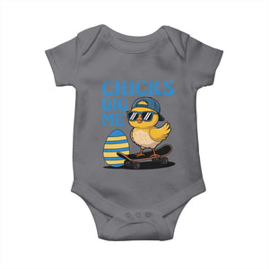 Funny Easter Day Chicks Dig Me Baby Onesie Cool Chicken TS11 Charcoal Print Your Wear