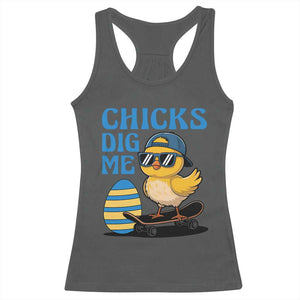 Funny Easter Day Chicks Dig Me Racerback Tank Top Cool Chicken TS11 Dark Heather Print Your Wear