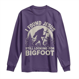 I Found Jesus Still Looking For Bigfoot Long Sleeve Shirt Funny Christian Sasquatch Forest TS11 Purple Print Your Wear