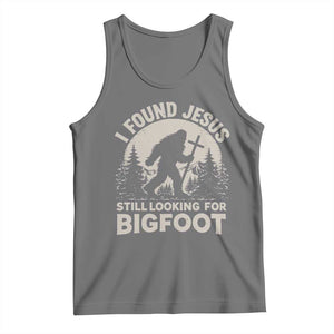 I Found Jesus Still Looking For Bigfoot Tank Top Funny Christian Sasquatch Forest TS11 Black Heather Print Your Wear