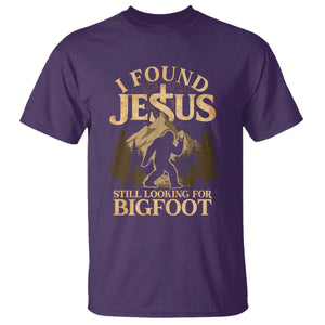I Found Jesus Still Looking For Bigfoot T Shirt Funny Christian Sasquatch Vintage Mountain TS11 Purple Print Your Wear