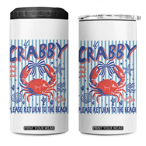 If Crabby Please Return To The Beach 4 in 1 Can Cooler Tumbler Funny Summer Girl TS11 One Size: 16 oz White Print Your Wear