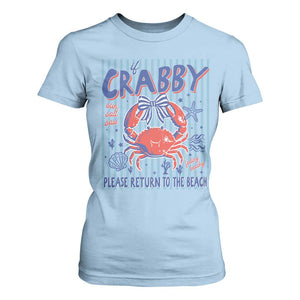 If Crabby Please Return To The Beach T Shirt For Women Funny Summer Girl TS11 Light Blue Print Your Wear