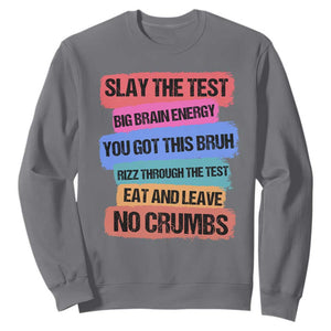 Test Day Sweatshirt Slay The Test Big Brain Energy Students Spirit TS11 Charcoal Print Your Wear