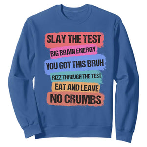 Test Day Sweatshirt Slay The Test Big Brain Energy Students Spirit TS11 Royal Blue Print Your Wear