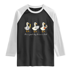 Silly Goose Test Day Raglan Shirt It's A Good Day To Ace A Test Teacher Students TS11 Black White Print Your Wear