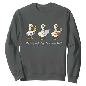 Silly Goose Test Day Sweatshirt It's A Good Day To Ace A Test Teacher Students TS11 Dark Heather Print Your Wear