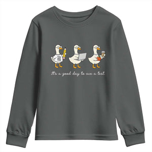 Silly Goose Test Day Youth Sweatshirt It's A Good Day To Ace A Test Teacher Students TS11 Dark Heather Print Your Wear