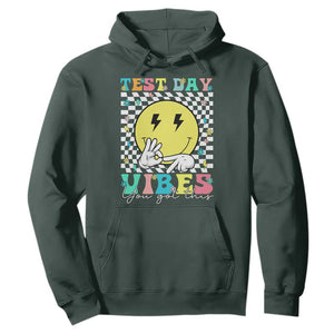Test Day 67 Meme Hoodie You Got This Testing Teacher Retro Grooves TS11 Dark Forest Green Print Your Wear