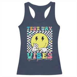 Test Day 67 Meme Racerback Tank Top You Got This Testing Teacher Retro Grooves TS11 Navy Print Your Wear