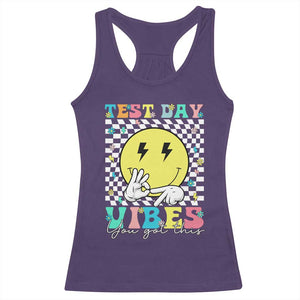 Test Day 67 Meme Racerback Tank Top You Got This Testing Teacher Retro Grooves TS11 Purple Print Your Wear