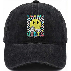 Test Day 67 Meme Washed Cotton Baseball Cap You Got This Testing Teacher Retro Grooves TS11 Print Your Wear