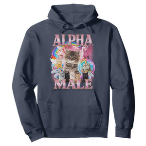 Alpha Male Cat Hoodie Funny Rainbow Kitten Meme Bootleg TS11 Navy Print Your Wear