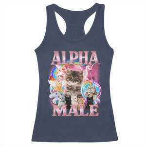 Alpha Male Cat Racerback Tank Top Funny Rainbow Kitten Meme Bootleg TS11 Navy Print Your Wear