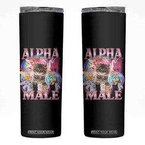 Alpha Male Cat Skinny Tumbler Funny Rainbow Kitten Meme Bootleg TS11 Black Print Your Wear