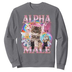 Alpha Male Cat Sweatshirt Funny Rainbow Kitten Meme Bootleg TS11 Charcoal Print Your Wear