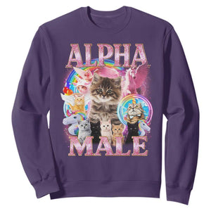 Alpha Male Cat Sweatshirt Funny Rainbow Kitten Meme Bootleg TS11 Purple Print Your Wear