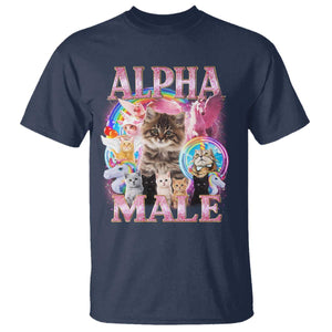 Alpha Male Cat T Shirt Funny Rainbow Kitten Meme Bootleg TS11 Navy Print Your Wear