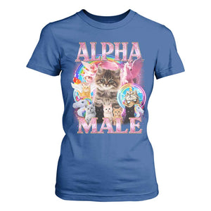 Alpha Male Cat T Shirt For Women Funny Rainbow Kitten Meme Bootleg TS11 Royal Blue Print Your Wear
