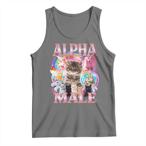 Alpha Male Cat Tank Top Funny Rainbow Kitten Meme Bootleg TS11 Black Heather Print Your Wear