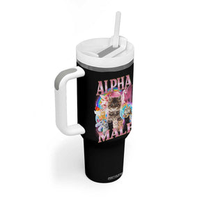 Alpha Male Cat Tumbler With Handle Funny Rainbow Kitten Meme Bootleg TS11 Print Your Wear
