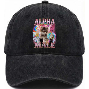 Alpha Male Cat Washed Cotton Baseball Cap Funny Rainbow Kitten Meme Bootleg TS11 Print Your Wear