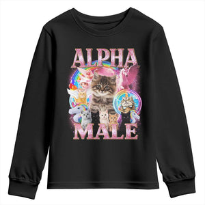 Alpha Male Cat Youth Sweatshirt Funny Rainbow Kitten Meme Bootleg TS11 Black Print Your Wear