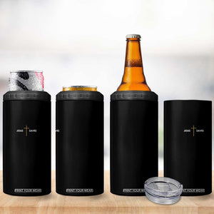 Jesus Saves 4 in 1 Can Cooler Tumbler Cross Subtle Christian Minimal Religious Faith