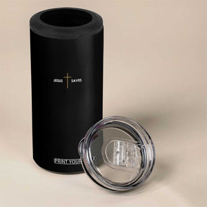 Jesus Saves 4 in 1 Can Cooler Tumbler Cross Subtle Christian Minimal Religious Faith